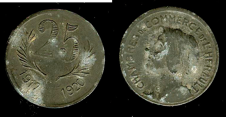 chambre de commerce Département - Hérault (34) 25 centimes 1917-